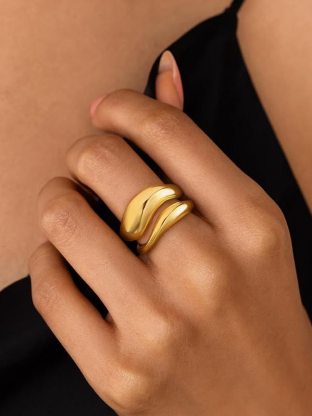 NEW Set of 2 14k Gold Abstract Minimalist Rings